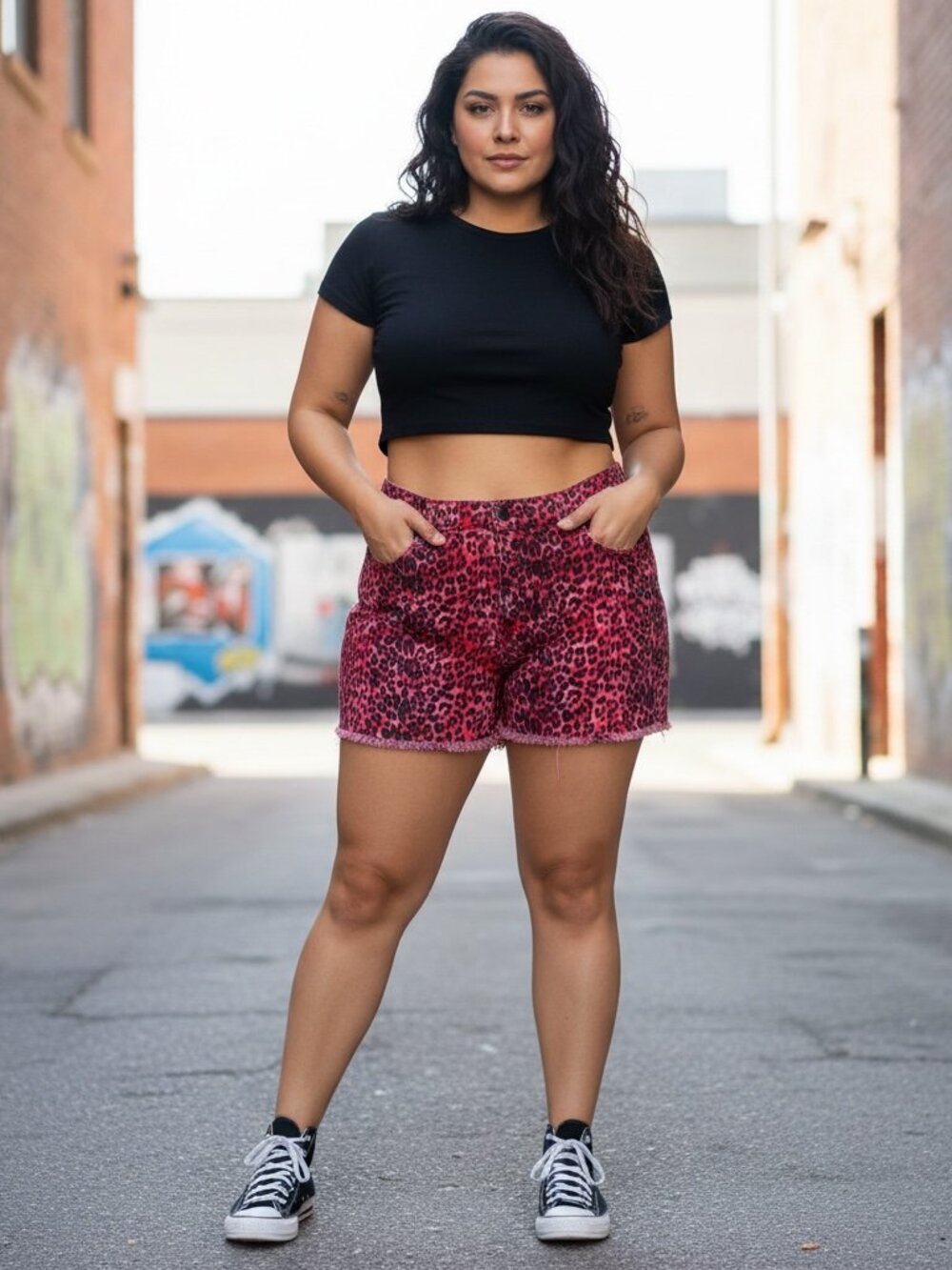 Rock & Republic Red Leopard Print Denim Cutoff Shorts Size 16 Y2K